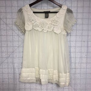 Kenar Chiffon rosette empire waist blouse